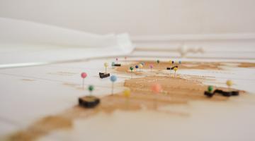 Map with colorful pins